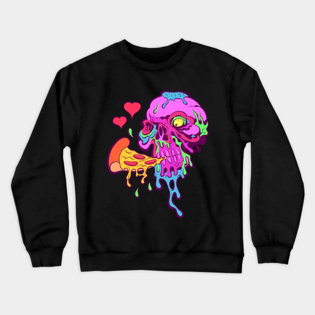 Pizza Zombie Crewneck Sweatshirt by tommartinart